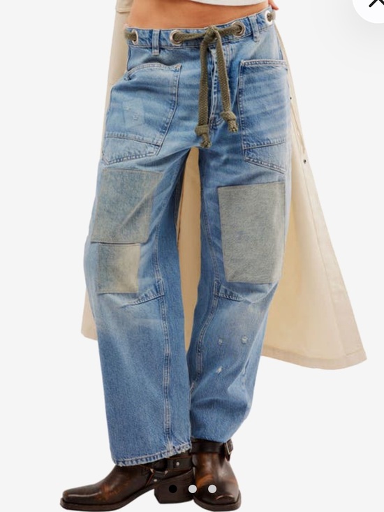 Free People Denim - Free People Moxie Barrel Patchwork Jeans in Truest Blue